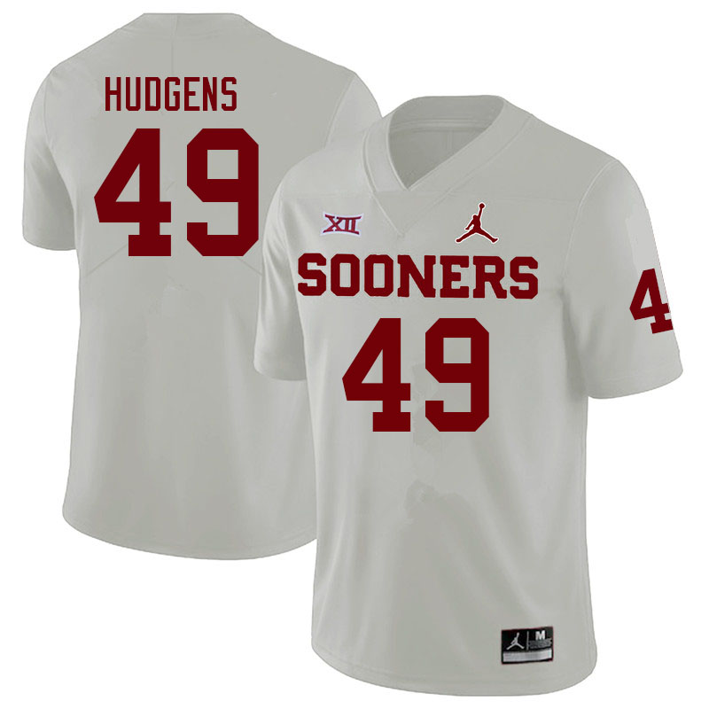 Men #49 Pierce Hudgens Oklahoma Sooners College Football Jerseys Sale-White - Click Image to Close